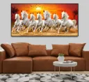 Seven Horses Running at Sunrise Premium Canvas Wall Painting