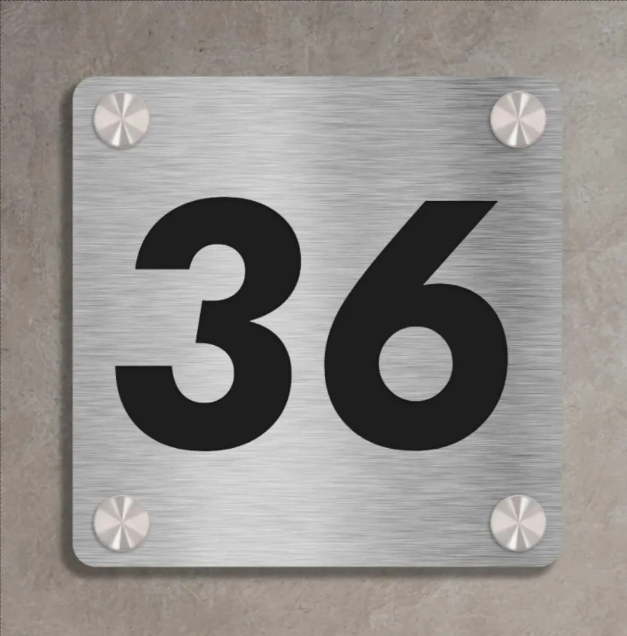 Squarica - Stainless Steel House Number Sign (Futura)