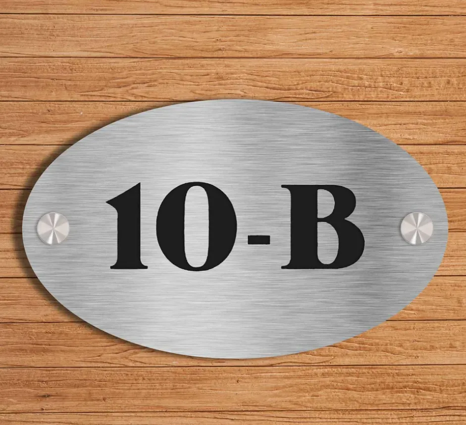 Ovalica - Stainless Steel House Number Sign (Futura)