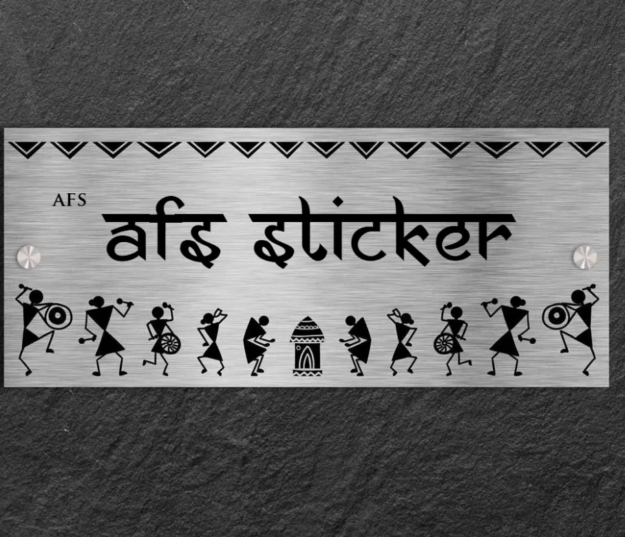 Warli - Stainless Steel Name Plate (Natural Stainless Steel)