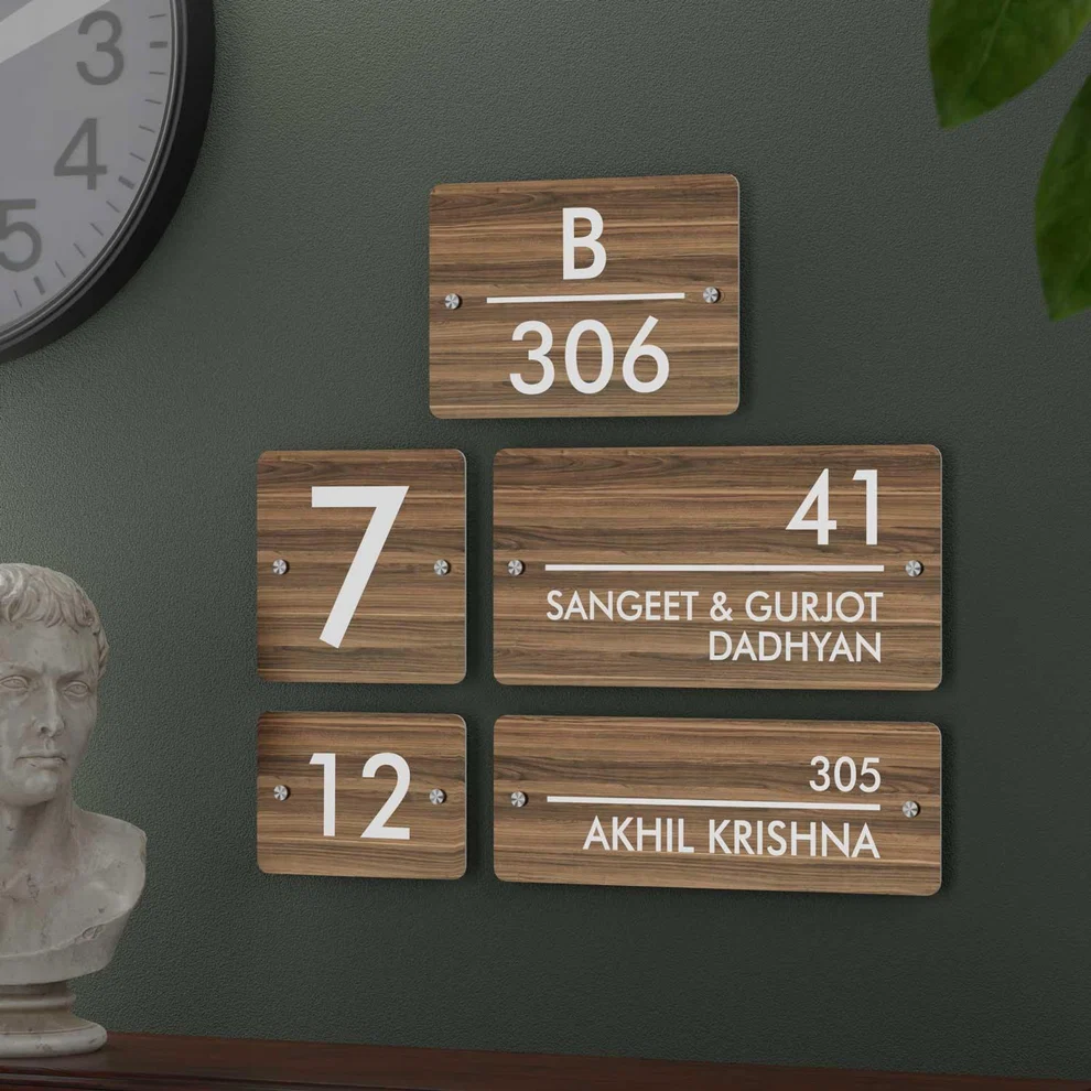 Walnut - Contemporary House Number/Name Sign
